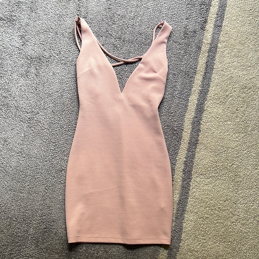 Pink wired v-neck mini dress